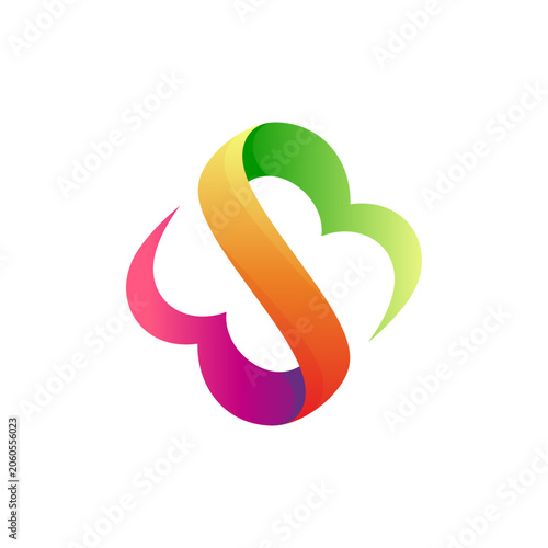 Heart S letter logo design concept
