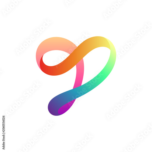 D letter logo combination with heart shape