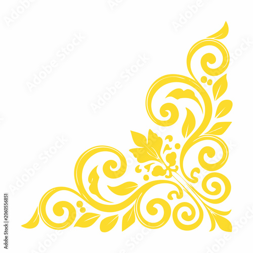Yellow floral corner ornament