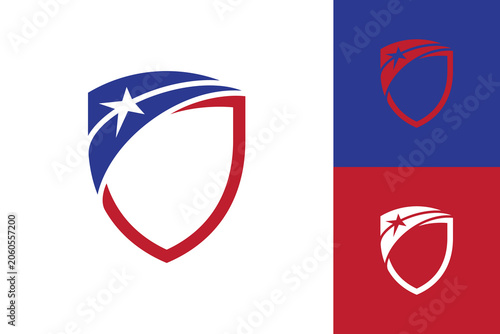 Shield frame logo with shooting star element variation blank space