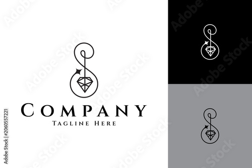 Luxury diamond logo with initial letter S