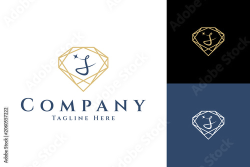 Luxury diamond logo with initial letter J