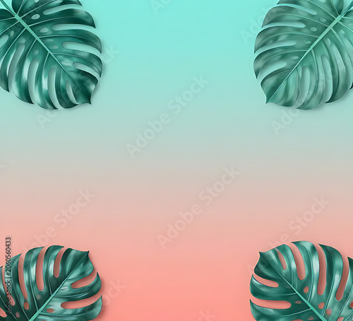 Tropical teal and coral summer gradient with glossy light reflections