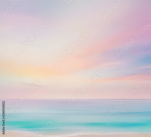 Minimal beach-inspired cream and pastel blue background with subtle sunlight rays