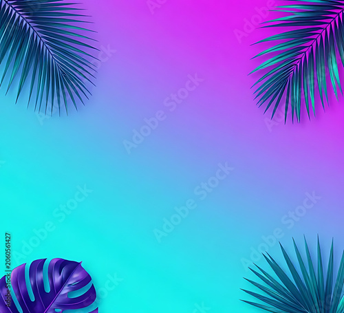 Neon tropical summer gradient with vibrant cyan and magenta tones,