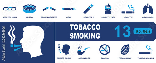 Bild auf Leinwand Tobacco smoking icon set