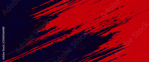 Fotografie Halftone dots red and blue color pattern gradient grunge texture background
