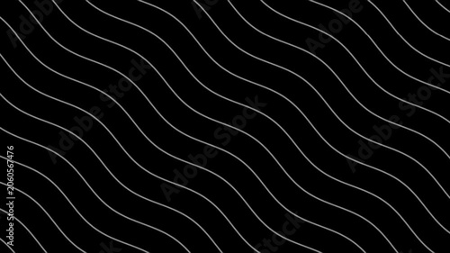 Wavy lines motion background. Smooth white wavy lines flow over a black background. Seamless abstract loop. Minimalist and modern, ideal for tech videos, overlays, digital design, or motion graphics