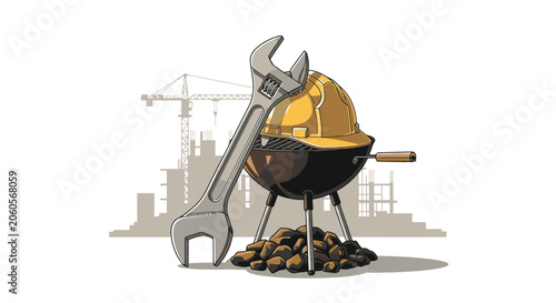 Cuadro en lienzo Construction worker tools and hard hat.