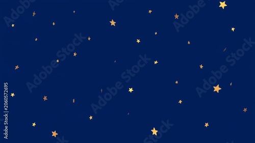 Golden Stars Falling on Deep Navy Blue Background - Animated Motion Graphic