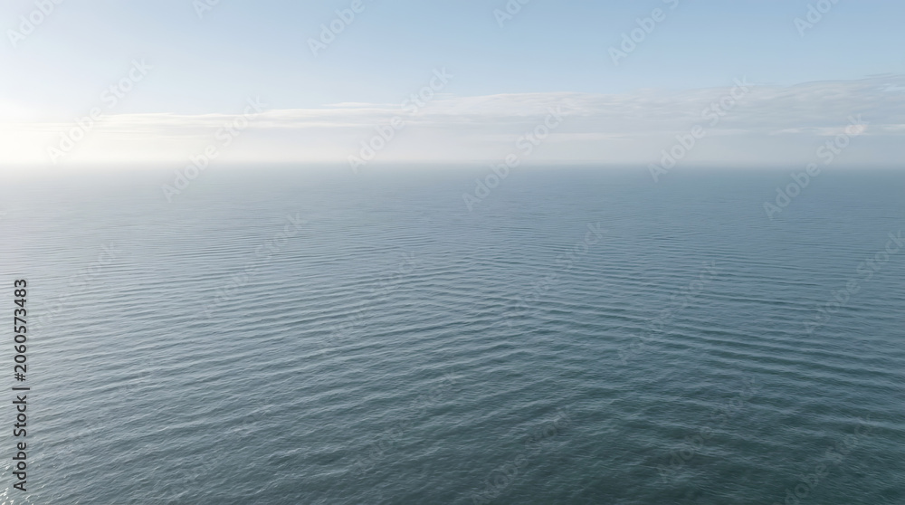 Fototapeta premium Wide ocean horizon with light cloud cover
