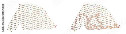 Summer camp maze design  in tent silhouette  design