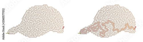 Summer camp maze design featuring a baseball cap-shaped structure  