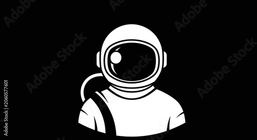 Astronaut Profile Illustration on Black Background. Space Explorer Avatar Icon. Sci-Fi Helmet and Suit. Cosmos Adventure Concept.