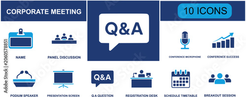 Billede på lærred Corporate meeting icon set