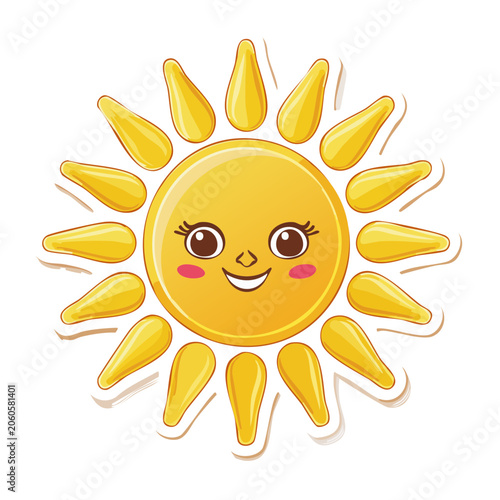 Cartoon Smiling Sun with Rays