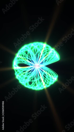 Abstract Green Energy Orb with Light Rays.