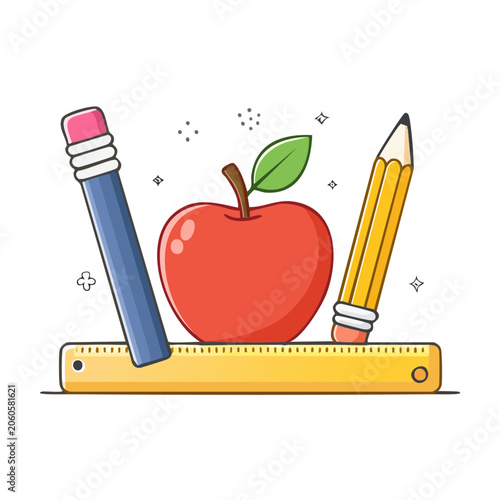 Flat design school supplies illustration