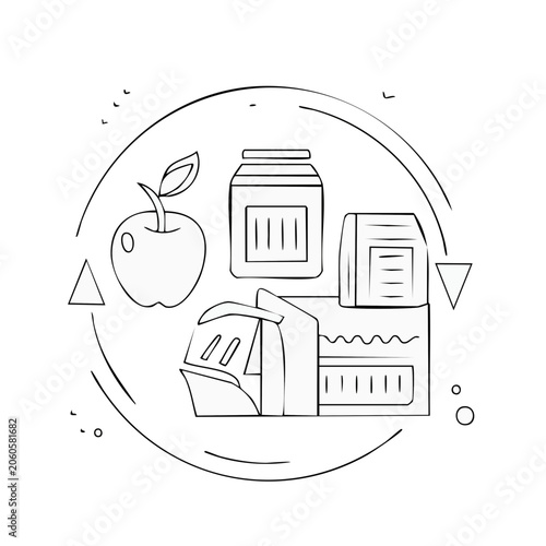 Minimalist line art icons of food and packaging