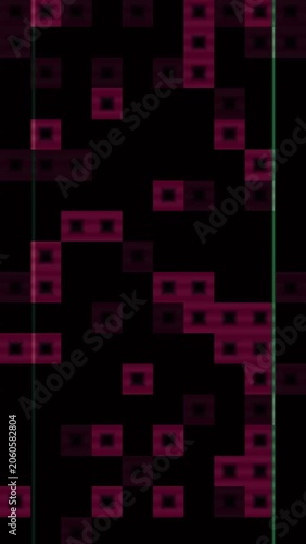 Abstract Geometric Pattern of Red Squares on Black Background.