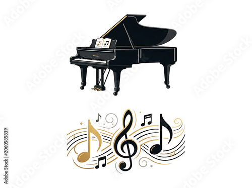 Vintage gramophone with musical notes illustration.