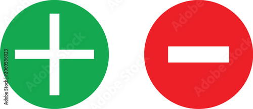 Fotografía Green plus and red minus sign icons