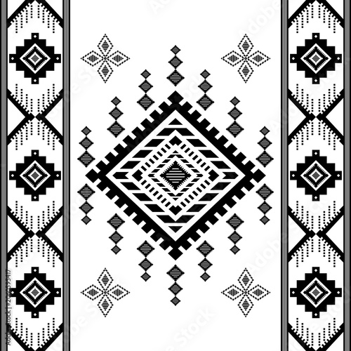 Southwest native seamless pattern ethnic tribal Aztec geometric Navajo Native American fabric black and white design vector for textile printing