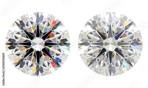 Brilliant round cut diamond gemstones with sparkling crystal facets