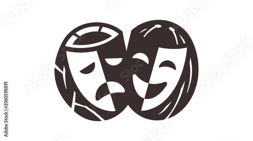 Vászonkép Theater Masks: Sad and Happy Faces, Comedy and Tragedy Symbol