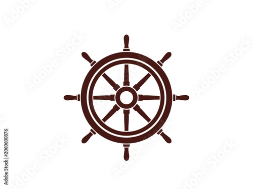 Detailed illustration of a ships wheel, a symbol of navigation and control.