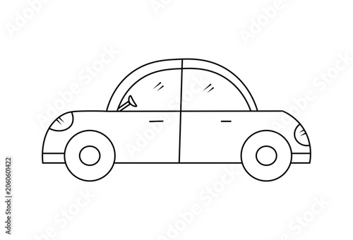 Fotografie Minimalist hand drawn sedan toy car side view line art illustration
