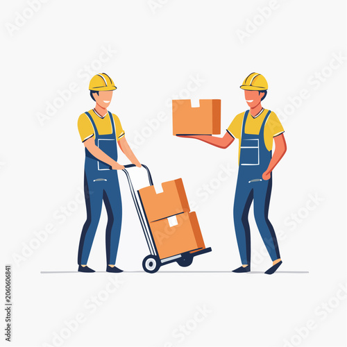Movers with Boxes and Dolly