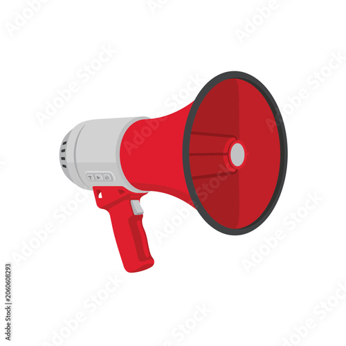 Foto Red Megaphone Flat Vector Illustration Isolated on White Background