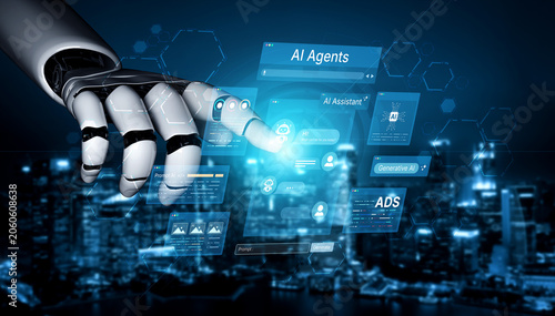 Tableau sur toile AI agents connect assistant chat, prompts, ads and analytics to automate content creation and marketing workflows