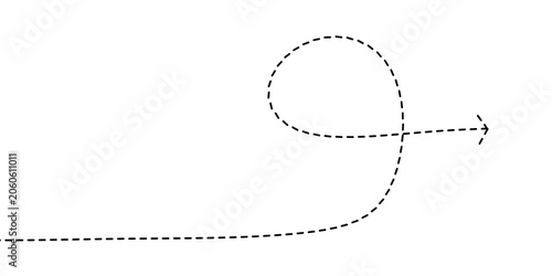 Bild auf Leinwand Abstract curved dotted line representing a simple directional arrow on a plain b