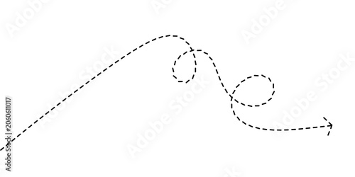 Tableau sur toile Abstract dotted line representing a dynamic, flowing path with a directional arr