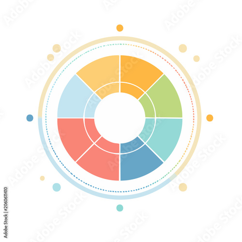 Colorful donut chart with flat design