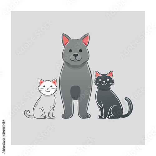 Cute cartoon cat and dog illustration