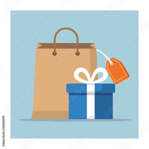 Shopping bag and gift box illustration
