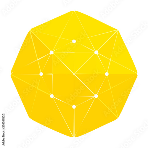 Yellow geometric polygon pattern with lines and dots