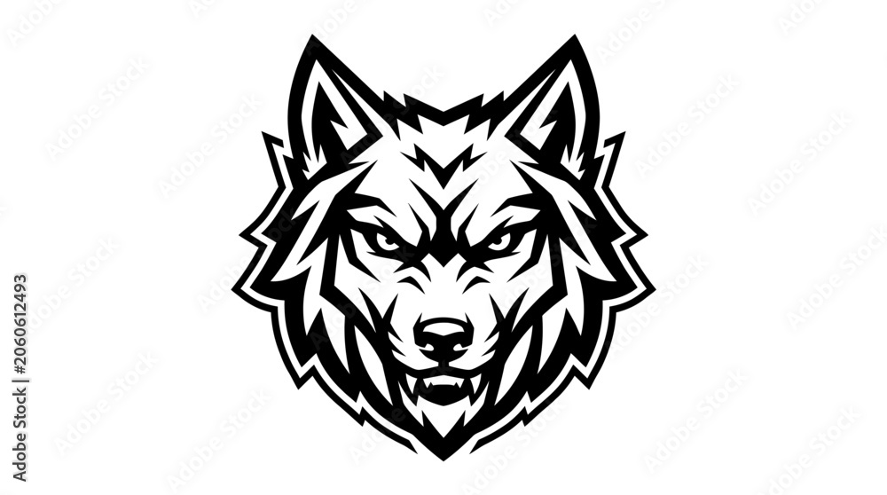 Fototapeta premium Wolf Head Illustration Closeup.