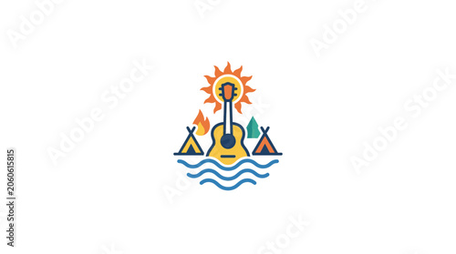Summer Camping and Music Festival Vector Logo Design