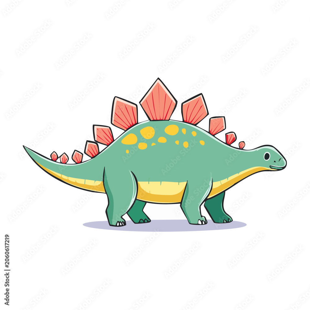 Naklejka premium Cute cartoon stegosaurus dinosaur illustration