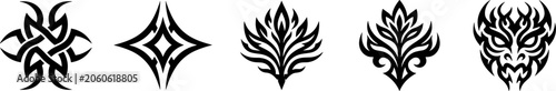 Foto Collection of black tribal tattoo art designs.