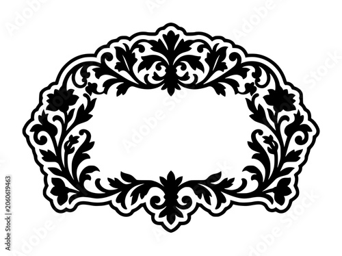 Vintage ornate black floral frame border vector illustration