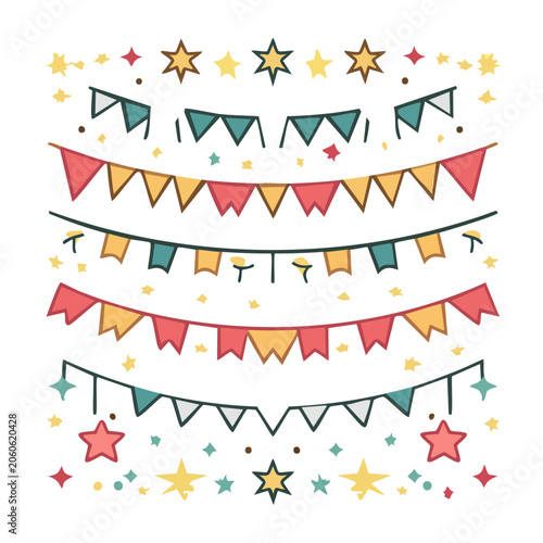Colorful party banner and star decorations