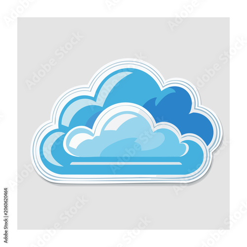 Flat design blue cloud illustration on transparent background