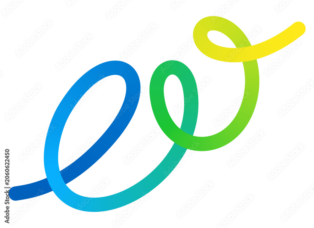 Obraz premium Abstract Squiggle Shape Line. Vector Graphic Element with Color Gradient. Swirl Wavy Ribbon. Organic Wave Line with Color Loop.