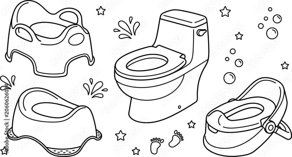 Εκτύπωση καμβά Toilet training potty seat and ceramic commode set for toddler bathroom outline