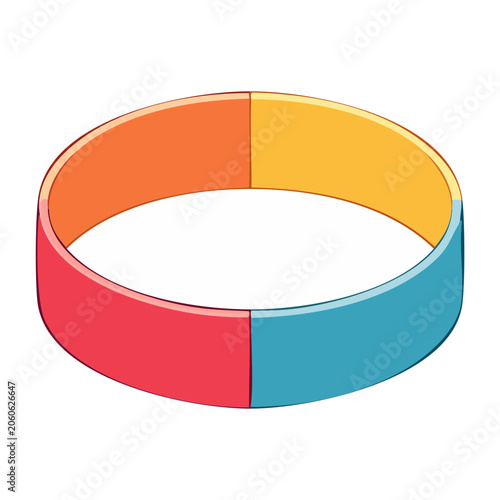 Colorful 3D Torus Ring on White Background
